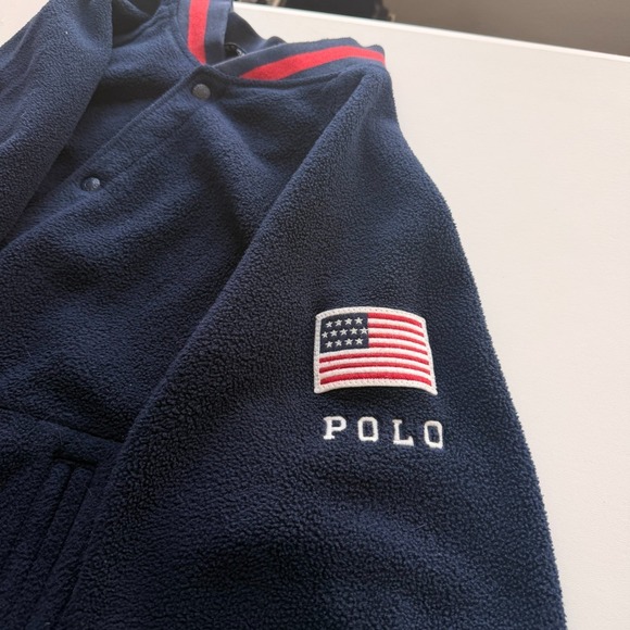 VTG 1995 Polo Sport Ralph Lauren Varsity Jacket Mens Med Blue Red USA Olympics - Picture 11 of 15